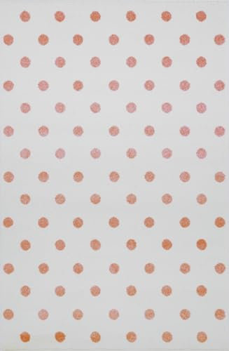 Livone Kinderzimmer Baby Kinderteppich Punkte Kreise in Creme rosa Größe 160 x 220 cm