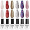 ROSALIND 6 Glitzerfarben Gel Nagellack, Weiß Rot Rosa Violett Silber Farbgel UV LED Nagellack Set Gel Nail Polish für Nageldesigns Nail Art Starter Kit 6pcs