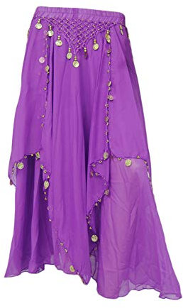 Donna Gonna Lunga Irregolare Danza del Ventre Costume Indiano Viola Taglia Unica
