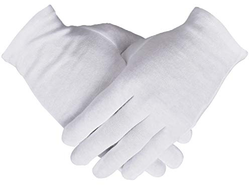Handschuhe aus 100 % Baumwolle, 6 Paar, weiße Baumwollhandschuhe für Damen, trockene Hände, Ekzeme, Spa, feuchtigkeitsspendend – Arbeitshandschuh zum Servieren von Archivierung, Münzschmuck,