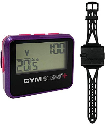 Gymboss Plus Intervall Timer und Stoppuhr Uhrenarmband - Bundle (VIOLETT/ROSA METALLIC-Hochglanz)