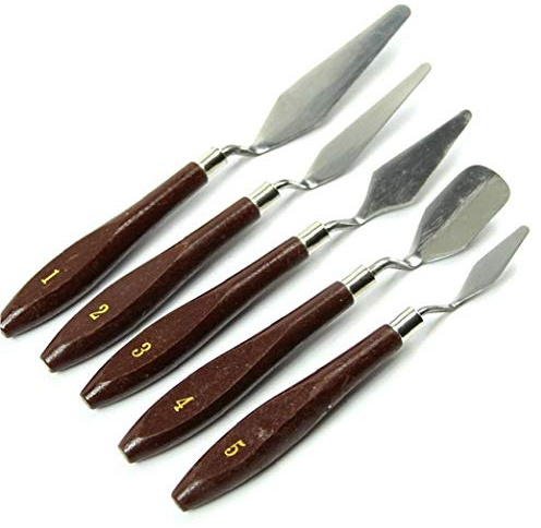 5pcs Set Professional Steel Artist Oil Painting Palette Spatula Paint Art