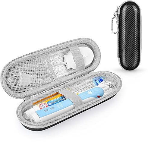 PhD Keisi Reiseetui für elektrische Zahnbürste für Braun Oral B Pro 1/2 2900, 2000, 2500, 200, 750, SmartSeries, Smart 4 mit Zubehöraufbewahrung, tragbares Hartschalen-Reiseetui, Schwarz