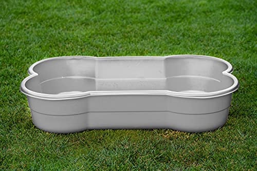 DogsLand Hundepool für kleine und große Hunde, 120cm x 25cm x 80cm, Grau, Grosses Schwimmbecken in XXL in Knochenform, Planschbecken für Garten u. Balkon, Unzerstörbar, stabil, Kratzfest