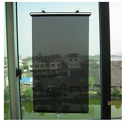 LSSB Balcony Suction Cup Sunshade Blackout Curtain Indoor Automatic Retractable Roller Blind For Door Home Bathroom Kitchen Office Glass, 4 Sizes (Color : Black, Size : 40X60CM)