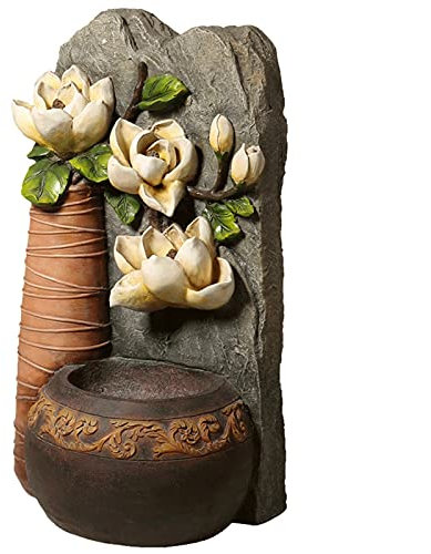 Fontaine Zen d'interieur de méditation Fontaine à 3 niveaux -Polyrésin décorative moderne électrique à la main en plein air peint à la main en cascade Capacité,brun Fontaine de jardin