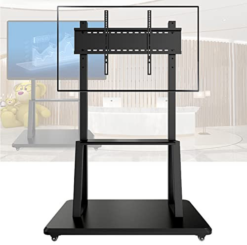SRHIMEOS Mobile TV Stand Mobile TV Cart Floor Stand for 40-80 inch TVs and LED LCD Screens Large Base Height Adjustable, Black Universal Tall TV Mount Trolley for Home and Office