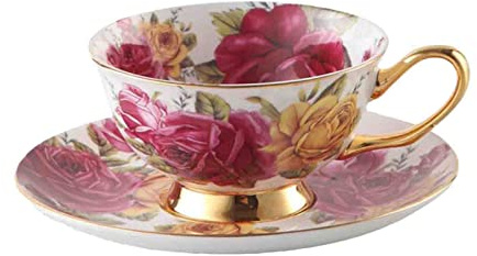 Europe Noble Bone China Kaffeetasse Untertasse Löffel Set 200ml Luxus Keramik Tasse Top-Grade Porzellan Teetasse Cafe Party Trinkgeschirr