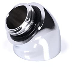 Alphacool 17591 Eiszapfen Winkeladapter 45° G1/4 AG auf G1/4 IG - chrome Anschluss Wasserkühlung
