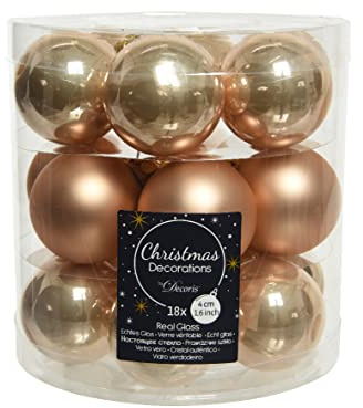 Weihnachtskugeln Glas 4cm x 18 Stück kleine Christbaumkugeln beige Karamel