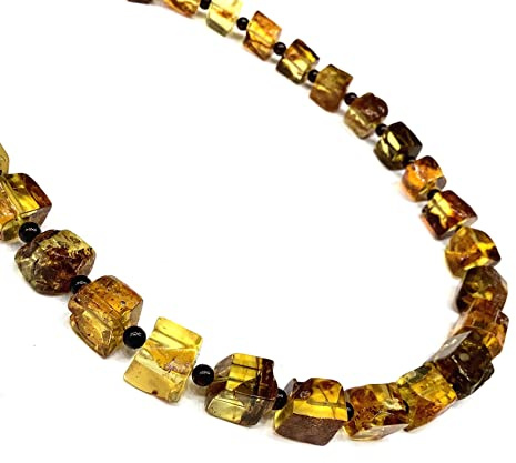 Bernstein Kette aus Bernsteinwürfeln und Kugeln, echter baltischer Bernsteinkette in Mix Farben; 50cm oder 60cm; Designer Schmuck; 100% handgearbeitet Bernstein Schmuck