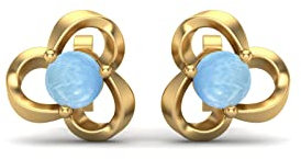 4 mm rund Larimar Geburtsstein Edelstein 925 Sterling Silber Krappen Set Ohrstecker Schmuck für Frauen (Gold-Vermeil)
