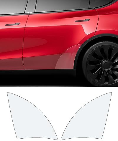 Clear Paint Protective Film Shields, 8 Mil Thick Pre-Cut PPF, Lower Front Door Bra Decal Compatible With Tesla Model Y (Clear Rear Door Film 2 Pcs)
