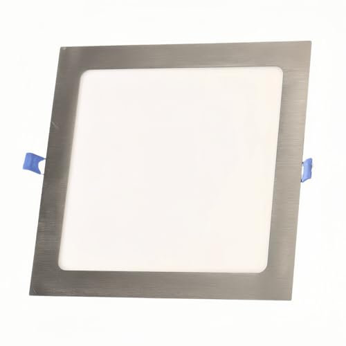ONSSI Placa LED de Techo 20W 2000lm,Cuadrada 220x220mm Blanco Frío (CCT Regulable en Blanco-Neutro-Cálido) Panel LED Níquel Super slim Empotrado Downlight Led (Marco Plata)