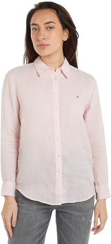 Tommy Hilfiger Blouse Femme Leinen Relaxed Shirt Chemisier, Rose (Whimsy Pink), 38