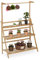 Relaxdays Barra para Colgar Estantería Plantas, 3 Baldas y Percha Macetas, 145,5 x 100 x 38 cm, Bambú, Escalera Flores Plegable, Natural, 145.5 x 100 x 38 cm