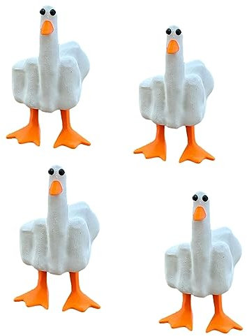 OKESYO Duck You Ente Mittel-Finger | 4 Stück 'The Duck You' Lustige Kunsthandwerk | Harz Enten Ornament Skulptur Deko für Zuhause Desktop, Schreibtisch, Heim Dekoration
