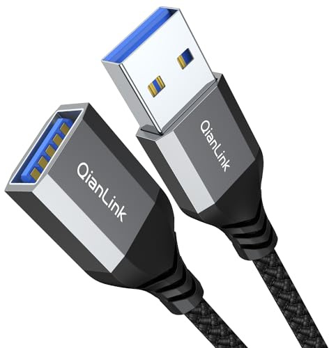 QianLink USB 3.0 Extension Cable (3.3FT), Nylon Braided USB Extender Compatible with Webcam, Camera, Phone, Hub, Mouse, Keyboard, Printer, Hard Drive, Headset (Gray)