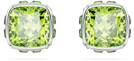 Swarovski Birthstone Ohrstecker, Kissenschliff, August, Grün, Rhodiniert
