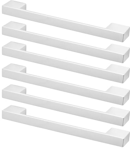 Decoranddecor Dimora D-Shape Cupboard Handles, Rectangular Kitchen Handles for Cupboards, Cabinet Pulls - 160mm, Polished Chrome, 6 Pack