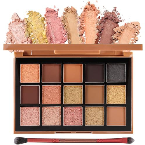 Jutqut Lidschattenpalette15 Farben Smokey, Eyeshadow Makeup Matte Shimmer Glitter Nude Naked, Warm, Cool and Natural Shades, Highly Pigmented Long Lasting Waterproof Eye Shadow Palette with Brush