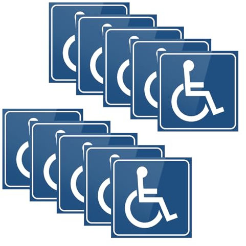 JNNJ 10 Stück Auto Behinderten-Aufkleber, Blaue Behindertenaufkleber, Universell Rollstuhl-Aufkleber, Stark Klebend und Wasserdicht, für Fahrzeug, Bus, Wohnwagen