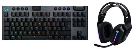 Logitech G733 Casque de Jeu sans Fil Lightspeed avec Blue Vo!ce et G915 TKL Clavier de Jeu mécanique sans pavé numérique RVB sans Fil Lightspeed – PC/Mac - Noir