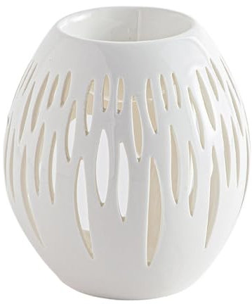 Brûle-Parfum Céramy Ovali Blanc - Atmosphère Zen à la Lueur de Bougie - Objet Artisanal Contemporain -Aromathérapie Facile - Diffuseur Autonome - Déco Cadeau Minimaliste - 45ml - H 12,5cm – Zen’Arôme