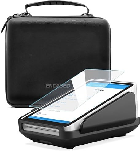 ENCASED Accessories Set Designed for Square Terminal - SlimShield Case with Tempered Glass Screen Protector & EVA Hard Shell Carrying Holder with Shoulder and Handstrap
