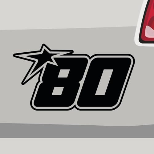 Stickerfreaks Startnummer 80 Aufkleber Number Sticker Race Stern Star Auto Bike Kleber Aufkleber Größe: 45x25cm (XXL) | Farbe: 70-schwarz | Number Sticker Kleber Deko Tuning Startnummer