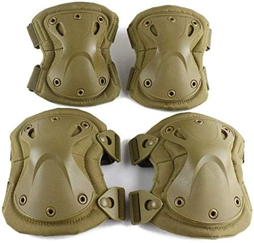 Juego de 4 rodilleras y coderas tácticas militares, protección táctica, almohadillas de seguridad deportivas/rodilleras de seguridad para caza militar de airsoft (C)