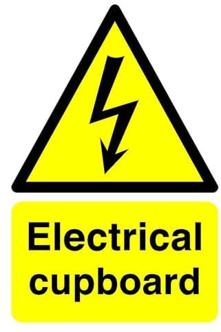 Electrical cupboard sign - 1.2mm Rigid plastic for indoor/outdoor usage (150mm x 100mm) Viewing Distance within 3m.