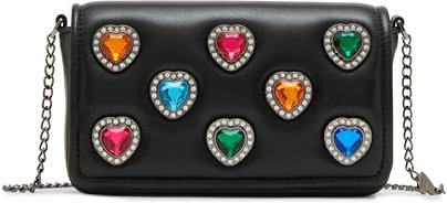 Betsey Johnson Damen Bejeweled Crossbody, Schwarz