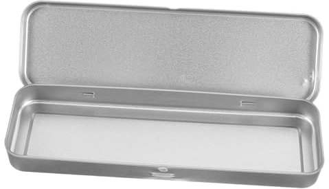 Tofficu 4pcs Metal Pencil Case Hinged Lid Boys and Girls Stationery Storage Box Rectangular
