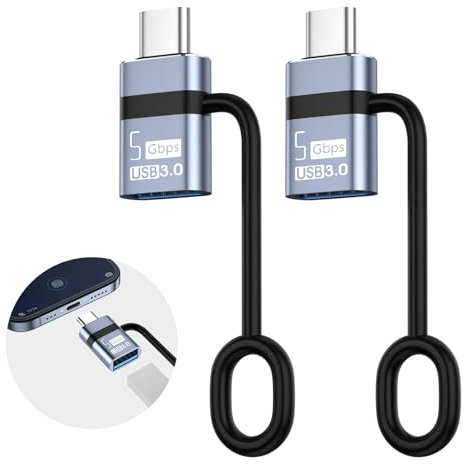 Liaoan Lot de 2 adaptateurs USB C vers USB 3.0, Thunderbolt 4/3 vers USB 3.0, compatible avec i-Phone 16 Pro Max, MacBook Pro Air 2023, i-Pad, Mini, iMac Surface et plus encore