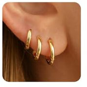 FUNEIA 3 Paar Creolen Silber 925 / Gold Damen Set 14K Vergoldet Kleine Ohrringe Hypoallergen Wasserfest Mehrere Ohrlöcher Mini Piercings Schmuck