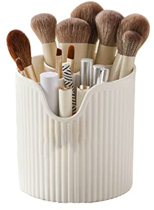 Nurnesy Pot à Crayons de Bureau, 4 Compartiments, Design Moderne, Pot à Crayons Robuste, Joli Organisateur de Pinceaux de Maquillage, avec Bureau D'organisation, pour Pinceaux de (Blanc