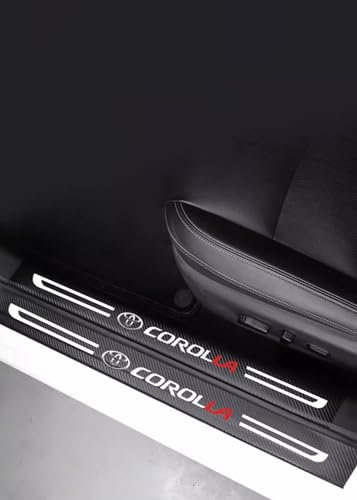 JOHLCR 4 Pieces Carbon Fiber Car Door Sill Protector for Toyota Corolla, Super Red II, Stainless Steel