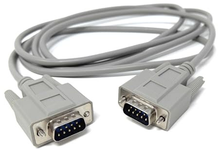 DRUT 2m Serial 9-Pin Male to Male Cable (DB9 to DB9) – RS-232 Lead for Computer, Monitor, EGA & Serial Connectivity (VGA 9pin) 6.5ft