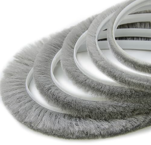 10m DQ-PP Bürstendichtung GRAU 6,9mm x 20mm Dichtungsbürste für Türen selbstklebend Bürstenleiste Winddicht Türbürste Insektenschutz