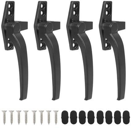 Cranked Locking Window Handle Installation Kit Aluminum Alloy Window Handle Locking Left and Right Hand UPVC Window Handle Replacement, Offset Lockable Window Lever (Left Hand)