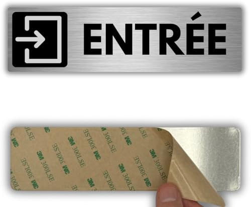 LEIASA | Panneau Adhésif Entrée - 5x18 cm - Épaisseur 0,8 mm - Panneau Rectangulaire - Signal Entrée - Autocollant Entrée - Panneau Adhésif (Signal Entrée)