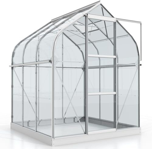 Vitavia Gewächshaus Orion 3800 | 3,8 m² | 3 mm ESG | Aluminium eloxiert | Runddach-Design | Doppelschiebetür & Dachfenster | Elegant & wetterfest