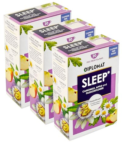DIPLOMAT 60 Sleep Camomile, Apple & Passionflower Herbal Blend Evening Teabags, Caffiene Free