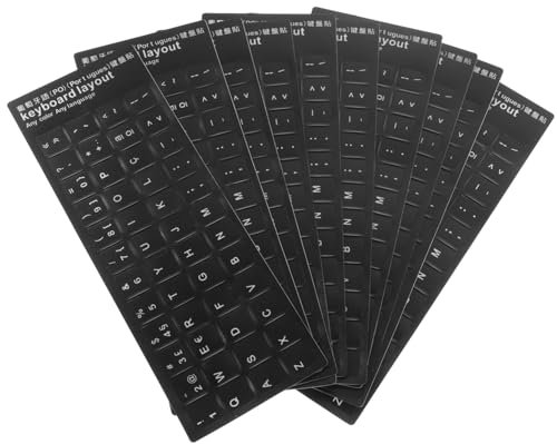CLISPEED 10pcs Multi-language Laptop Keyboard Stickers Compatible Wireless Keyboards for Home Office School Language Learning and Communication