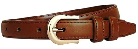 NUREINSS Damen-Gürtel aus Echtleder mit vergoldeter Schnalle für Jeans, Anzughosen & Business-Outfits, 1.8cm Breite Ledergürtel Braun 100cm