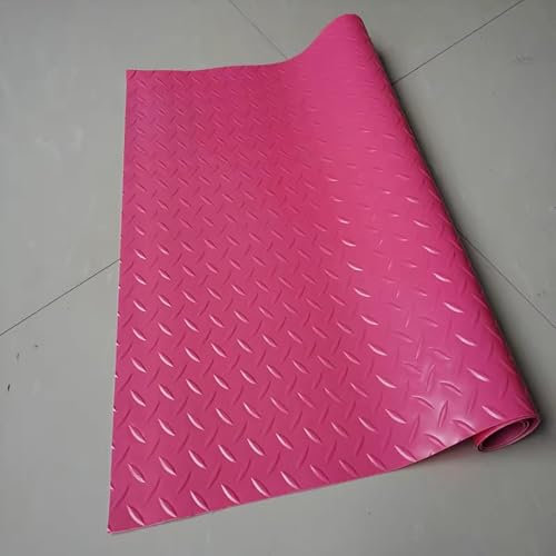 Garage Floor Mat, 1.5mm Thickness Diamond Plate Vinyl Garage Flooring Roll for Under Car, SUVs, MPV, Pickup Truck,Pink,1.5x1m