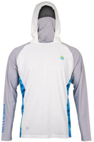 Preston Innovations Performance Hooded Sun Shirt UPF-40 Medium White/Grey