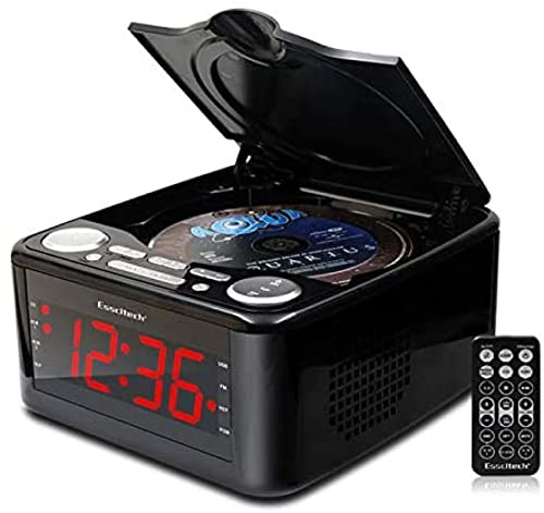Lettore CD FM / AM Digital Radio Sveglia, LCD Usb Musica Sveglia Dual Speaker Tuning CD Music Player Macchina Luminosità Regolabile, Blu, Uptodate