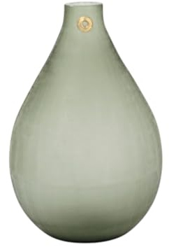 Vase Dogale Venise en verre soufflé sauge avec finition martelée - Vase à goutte moyen de design avec clou doré, porte-fleurs fait main en Italie, idée cadeau de luxe